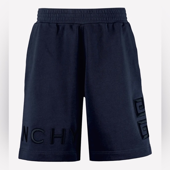 Like New Men’s Large Givenchy Bermuda Drawstring Shorts 4G Logo Embroidered Navy - Picture 1 of 14